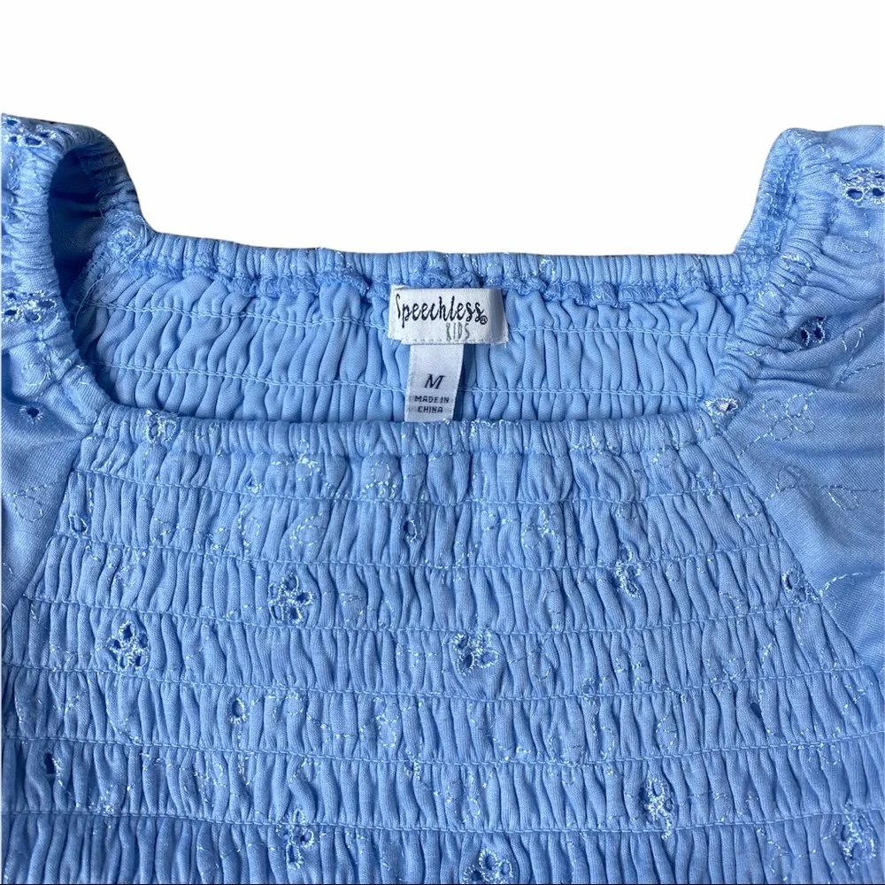 Girls Speechless Kids Scrunchy Blue Babydoll Top